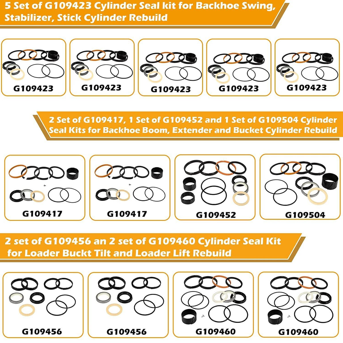 Solid Spare Hydraulic Cylinder Seal Kit Fit Case 580E 580SE 580SD Backhoe Whole Machine