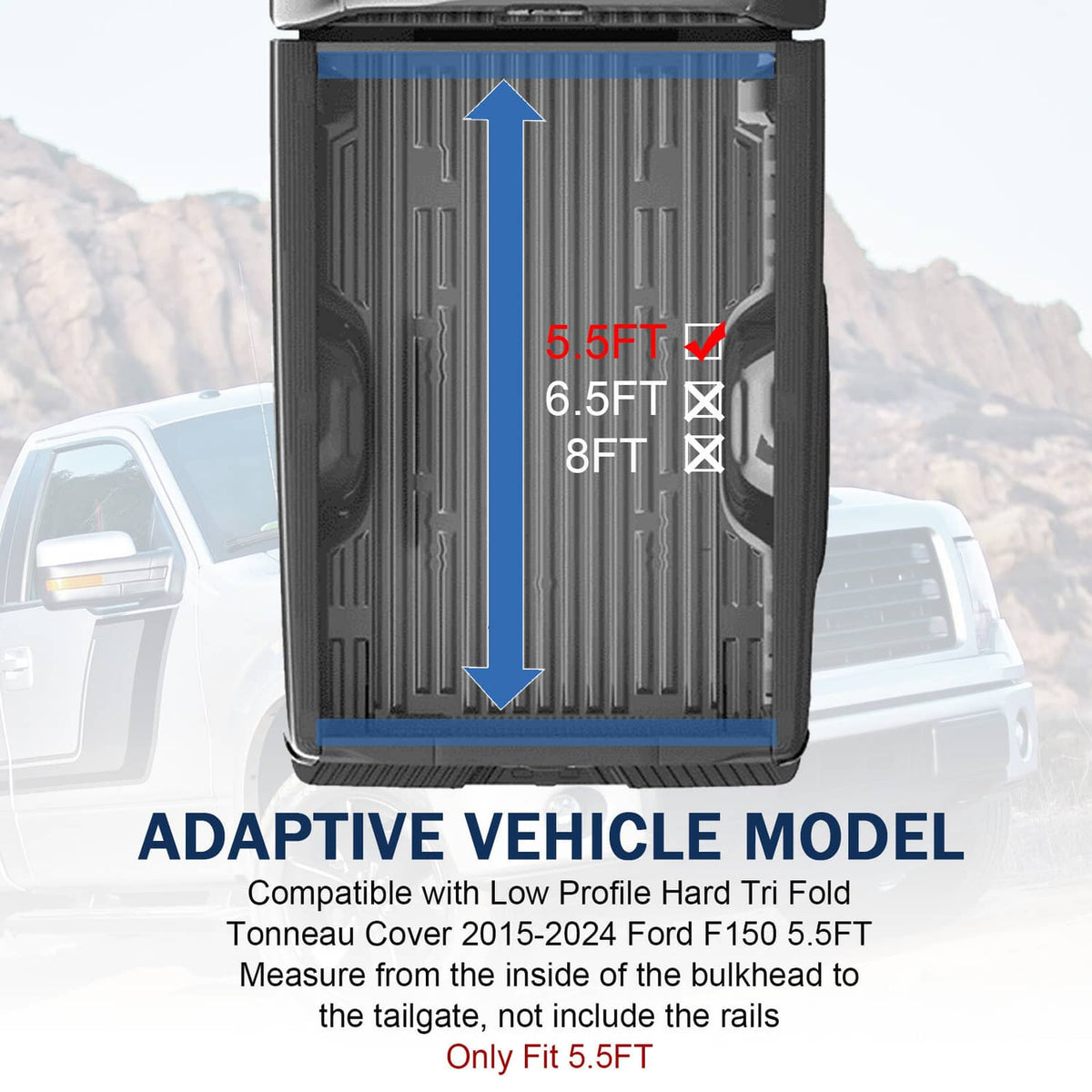 Solidspare For 2015-2024 Ford F150 5.5'/66" Bed Lo Pro Aluminum Hard Tri Fold Tonneau Cover