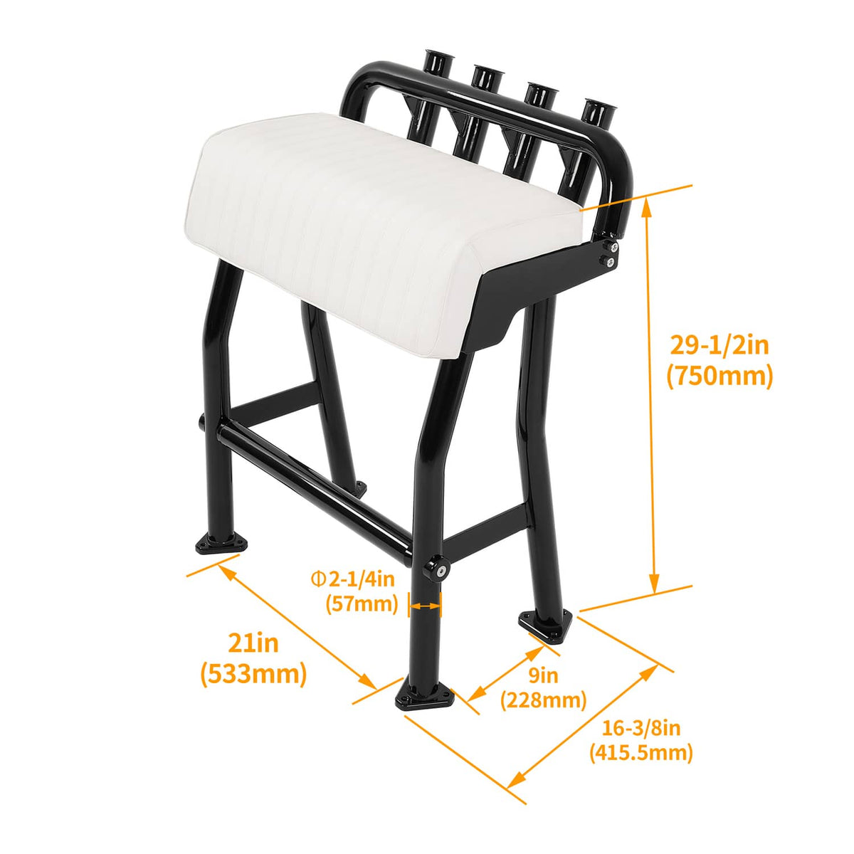 Solidspare 29" Leaning Post Seat W/ 4 Rod Holders Aluminium Boat Seat For Centre Console