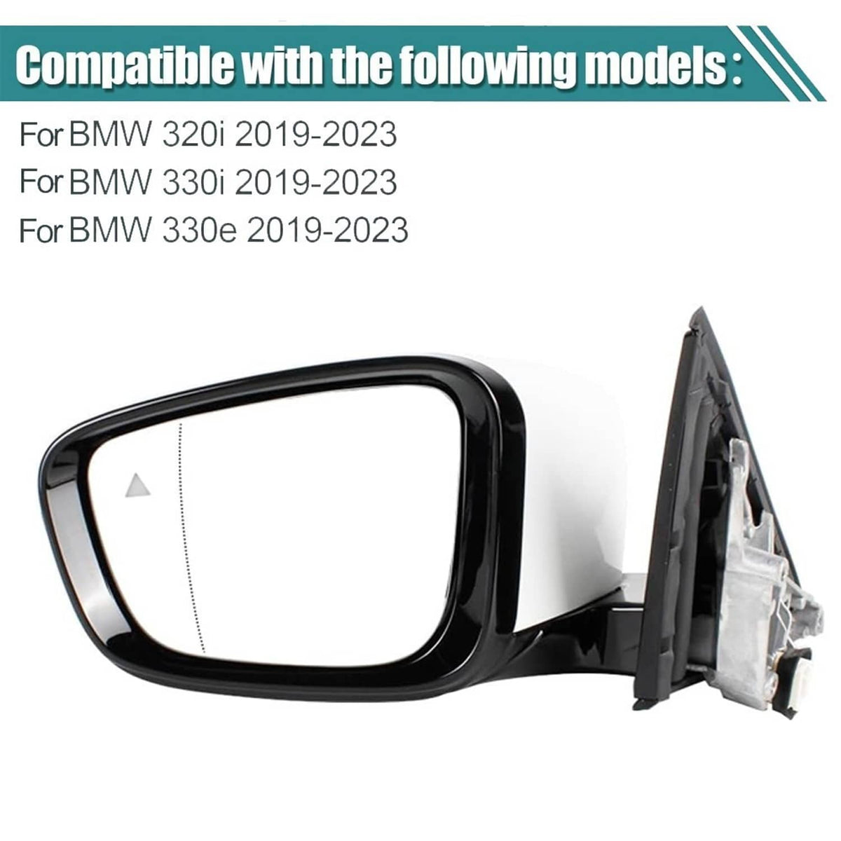 Solidspare Left Driver Side Mirror w/Blind Spot White For 2019-2023 BMW 320i 330i 330e