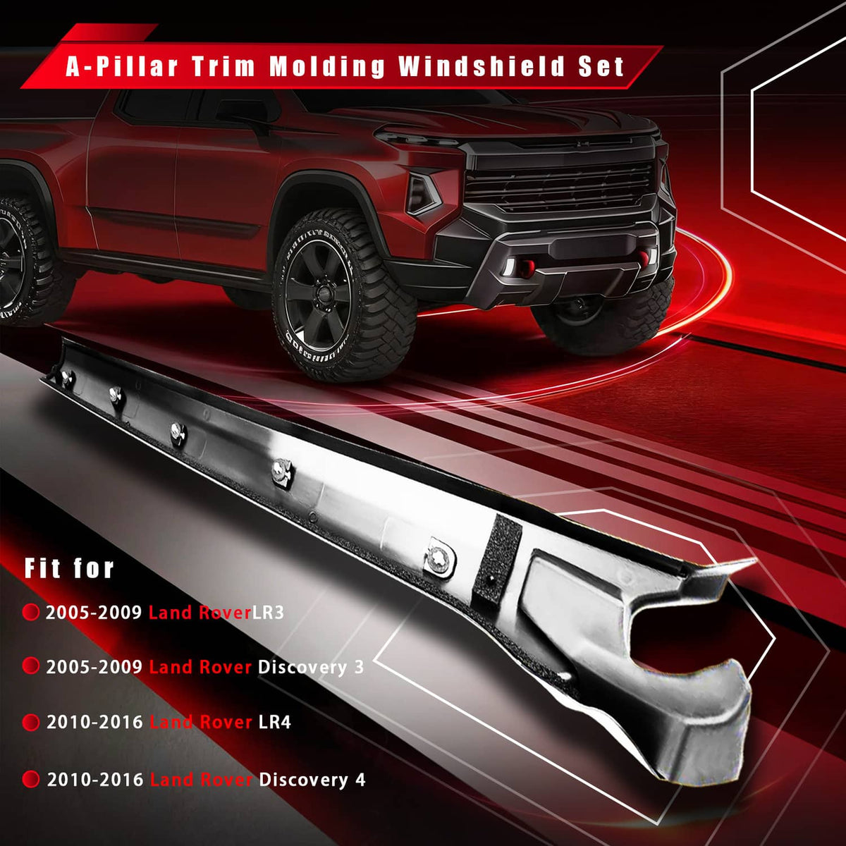 Solidspare Front Wind Shield Post A Pillar Molding Trim Set for Land Rover LR3 LR4 2005-16