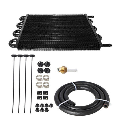 Solidspare Universal 8 Rows Aluminum Remote Transmission Oil Cooler Radiator Converter Set
