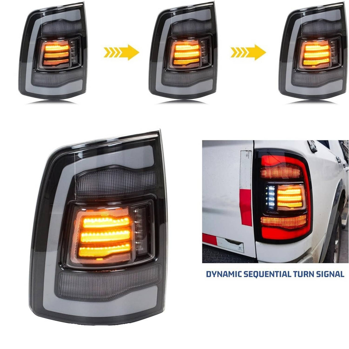 Solidspare Pair LED Tail Light for 2009-2018 Dodge Ram 1500 2500 3500 Rear Light Clear Lens