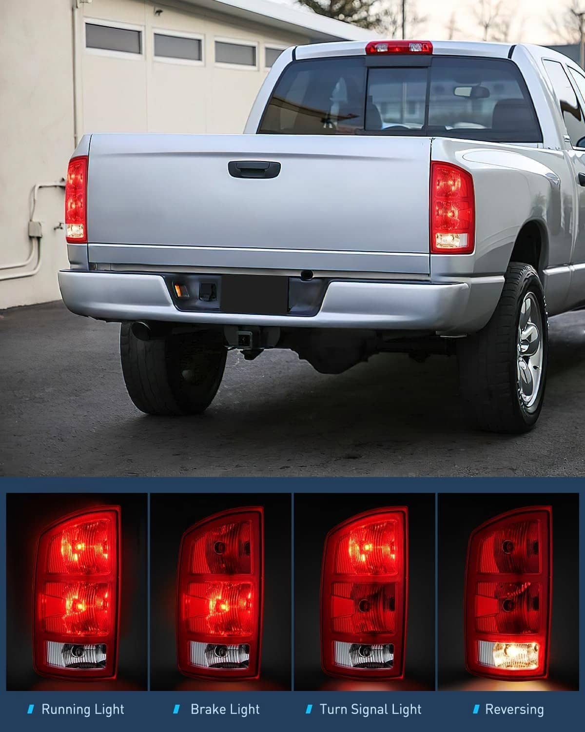 Solidspare 2PCS Tail Lights w/Circuit Board For 2002-2006 Dodge Ram 1500 2500 3500 Pickup