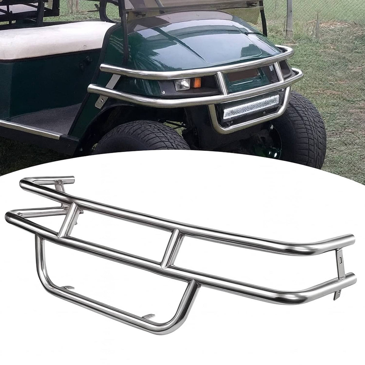 Solidspare For EZGO TXT/Medalist Golf Cart 1996-2013 Stainless Front Bumper Brush Guard