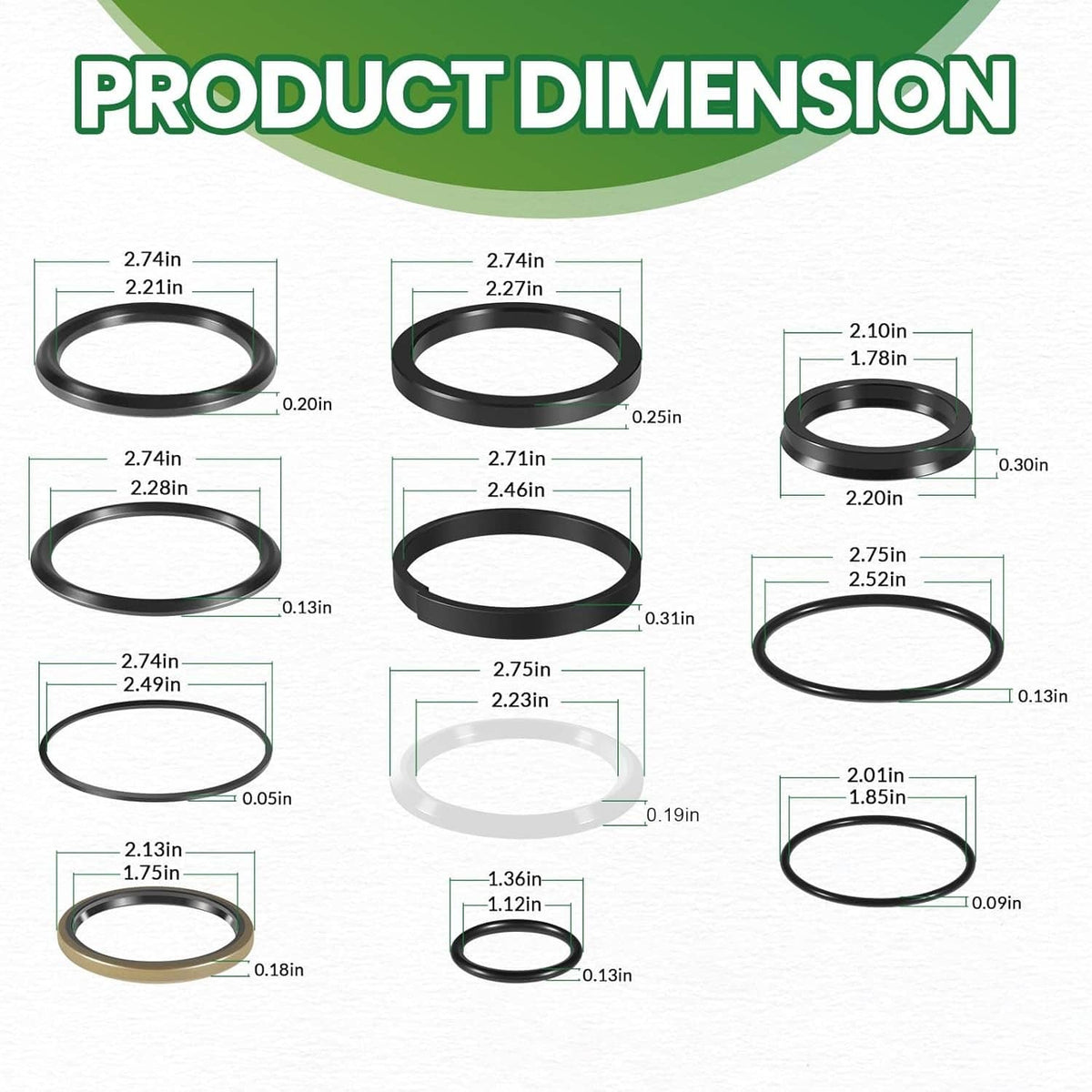Solidspare AW16443 Loader Hydraulic Lift Cylinder Seal Kit fit for John Deere 148 158 168