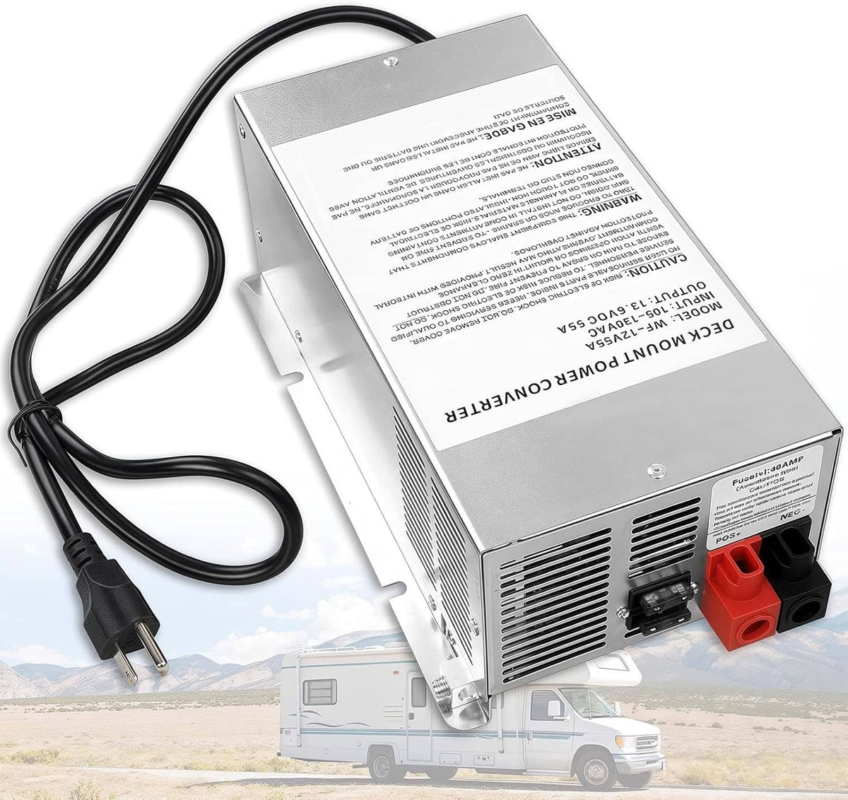 Solidspare WF-9855 RV Converter 55 Amp Deck Power Converter Charger RV Trailer Camper 12V
