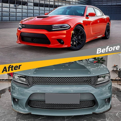 Solidspare Front Bumper Lip Splitter Trim Cover For 2015-2021 Dodge Charger SRT Scat Black