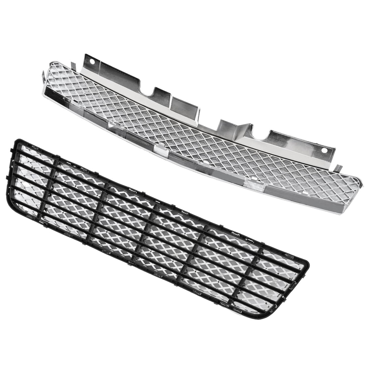 Solid Spare For 06-16 Chevy Impala/Limited Chrome Mesh Style Front Upper+Lower Bumper Grille
