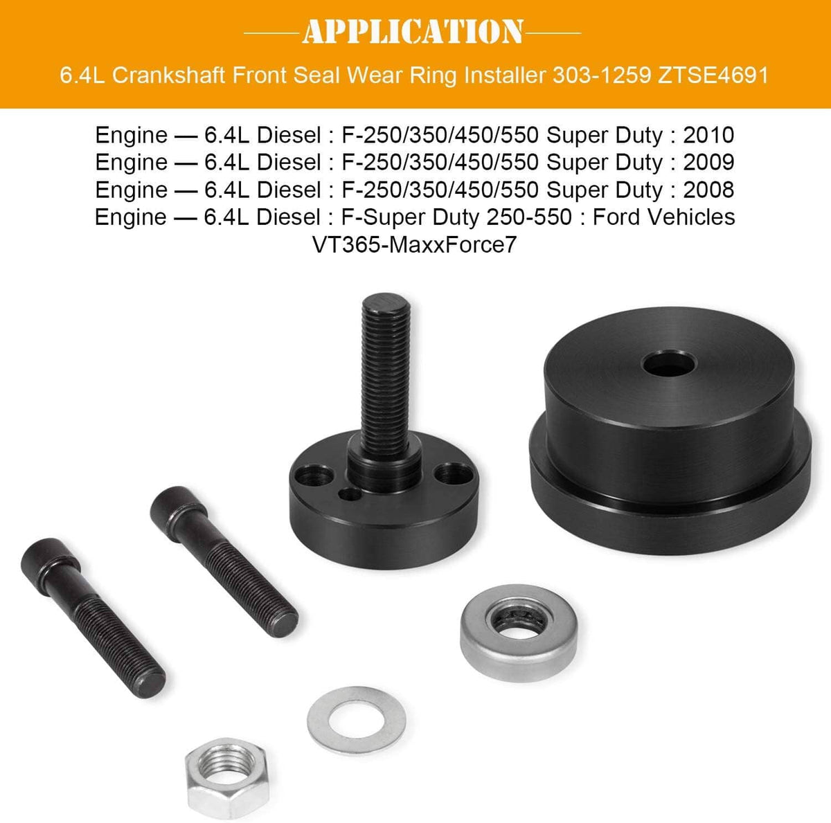 Solid Spare Crankshaft Front & Rear Seal Installer Tool for Ford 4.5L,6.0L,6.4L Powerstroke