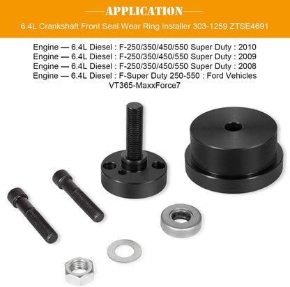 Solid Spare Crankshaft Front & Rear Seal Installer Tool for Ford 4.5L,6.0L,6.4L Powerstroke