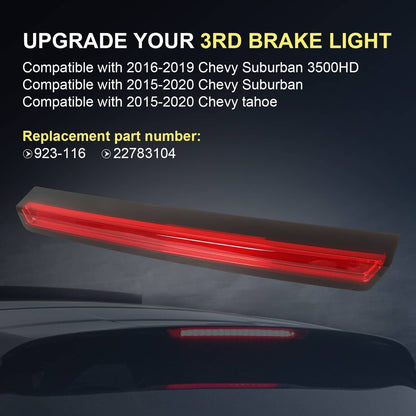 Solidspare Third 3rd Brake Tail Light Rear Stop Lamp Red led Bar For 2015-20 Tahoe Suburban