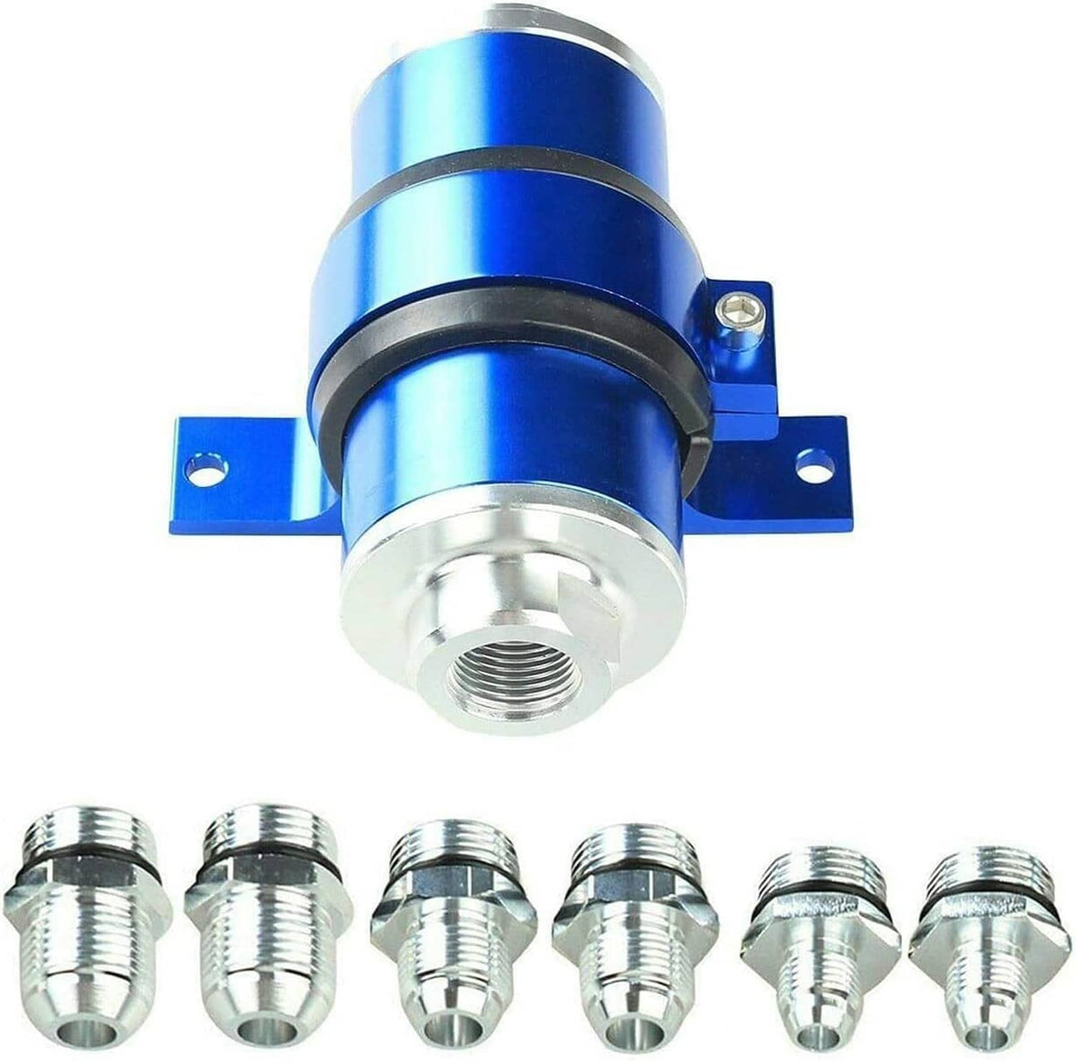 Solidspare Blue 30 Micron Billet Aluminum Inline Fuel/petrol Filter + Bracket AN6/AN8/AN10