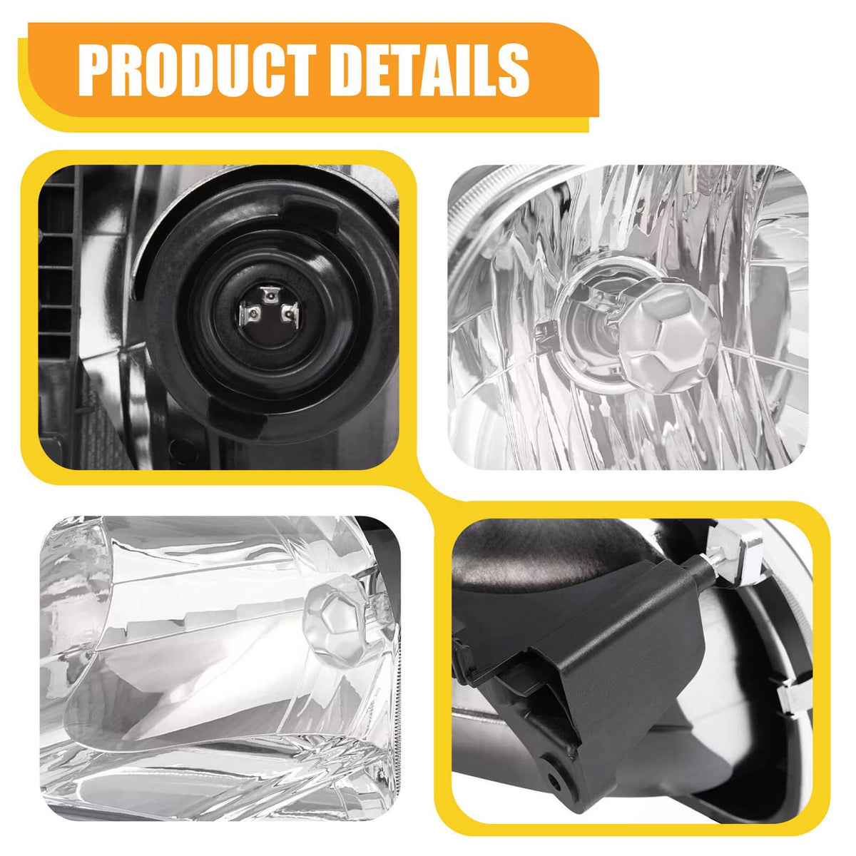 Solid Spare For Toyota Tacoma 2001 02 03 2004 Headlights Headlamps w/Bulb Driver & Passenger