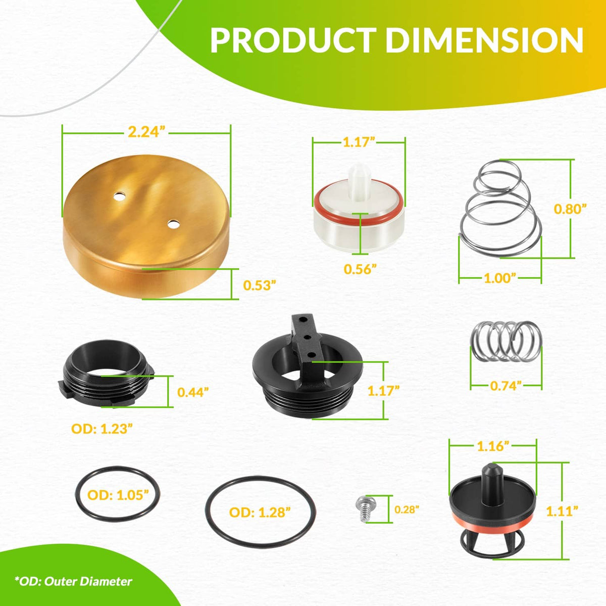 Solidspare Replace for Watts 0887727 1/2 3/4 Inch Pressure Vacuum Breaker Total Repair Kit