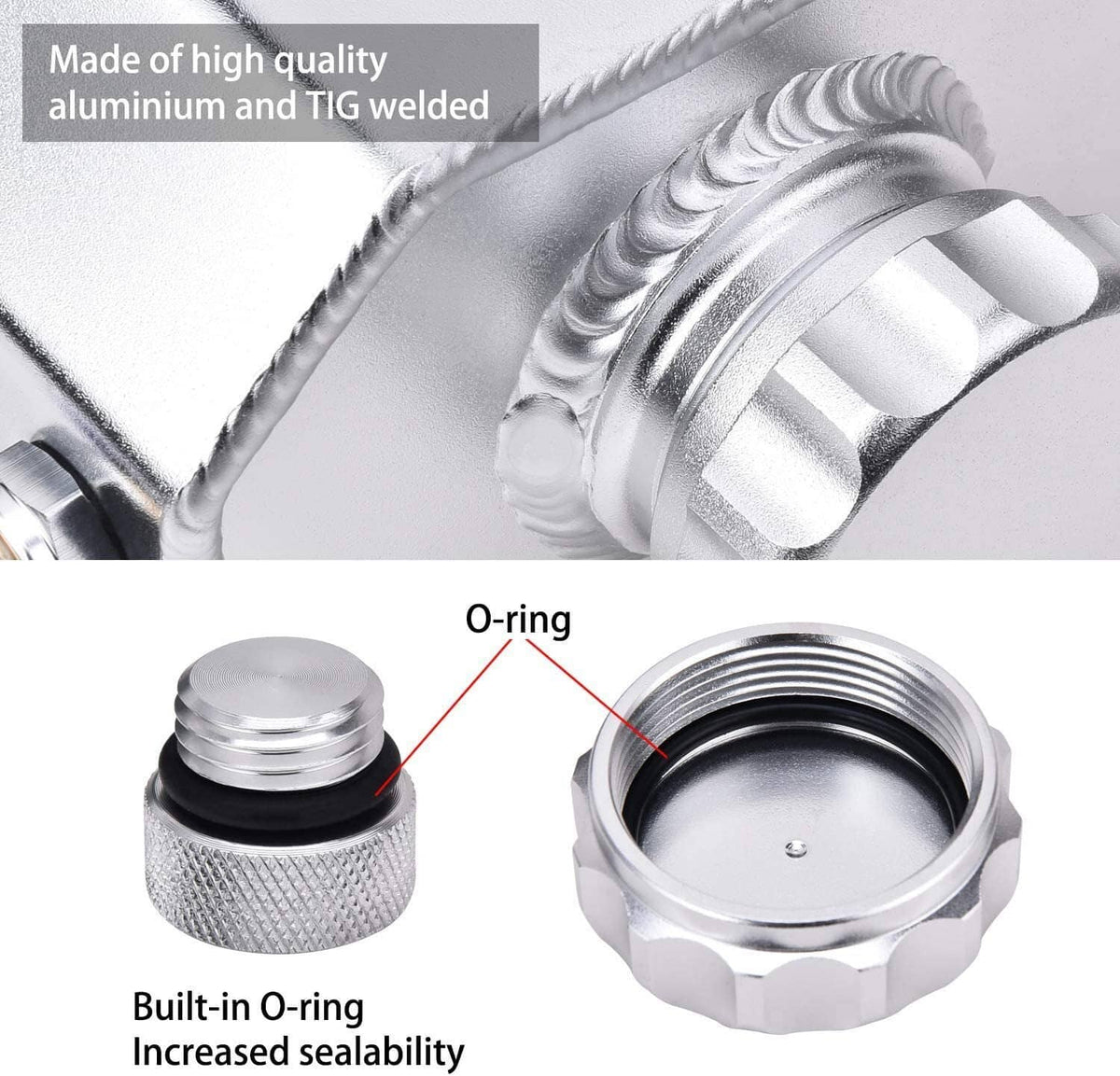 Solidspare Universal 1L Aluminum Radiator Coolant Overflow Bottle Recovery Water Tank