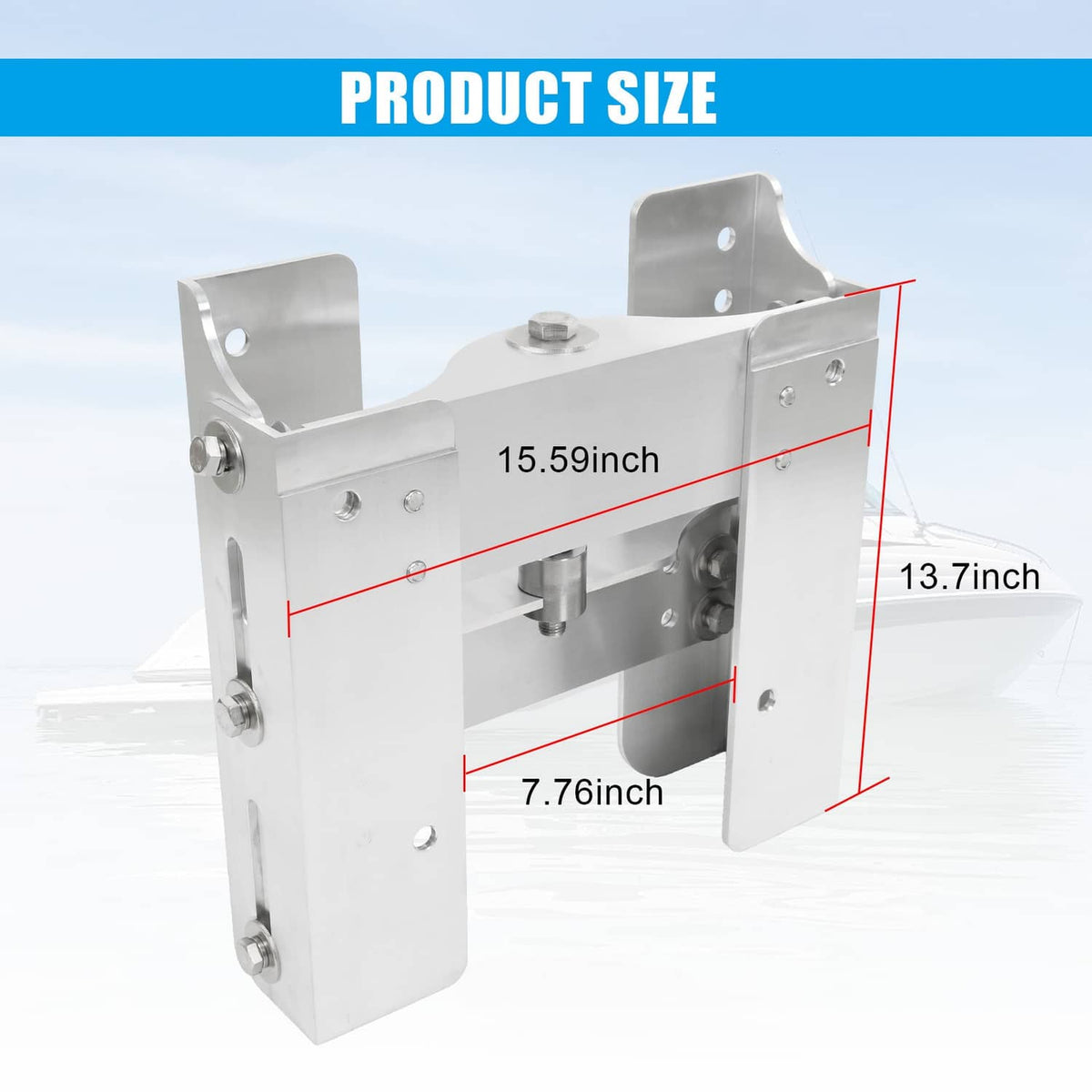 Solidspare Adjustable 4'' Set Back Jack Plate Manual Power Lift Transom Outboard Boat Motor