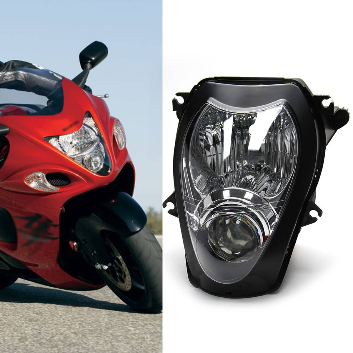 Solidspare Fit For Suzuki 1999-2007 Hayabusa GSX1300R Motorcycle Front Headlight Head Lamp
