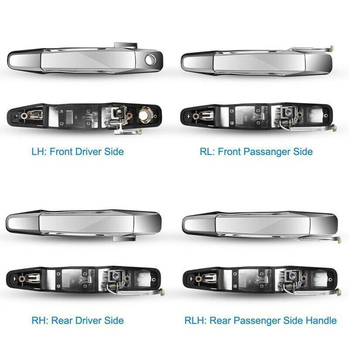 Solidspare 4X Chrome Exterior Door Handle For 2007-2013 Chevy Tahoe GMC Yukon Sierra Denali