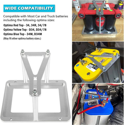 Solidspare Billet Car Battery Tray Hold Down Trunk Relocation Box Aluminum Racing Mount New