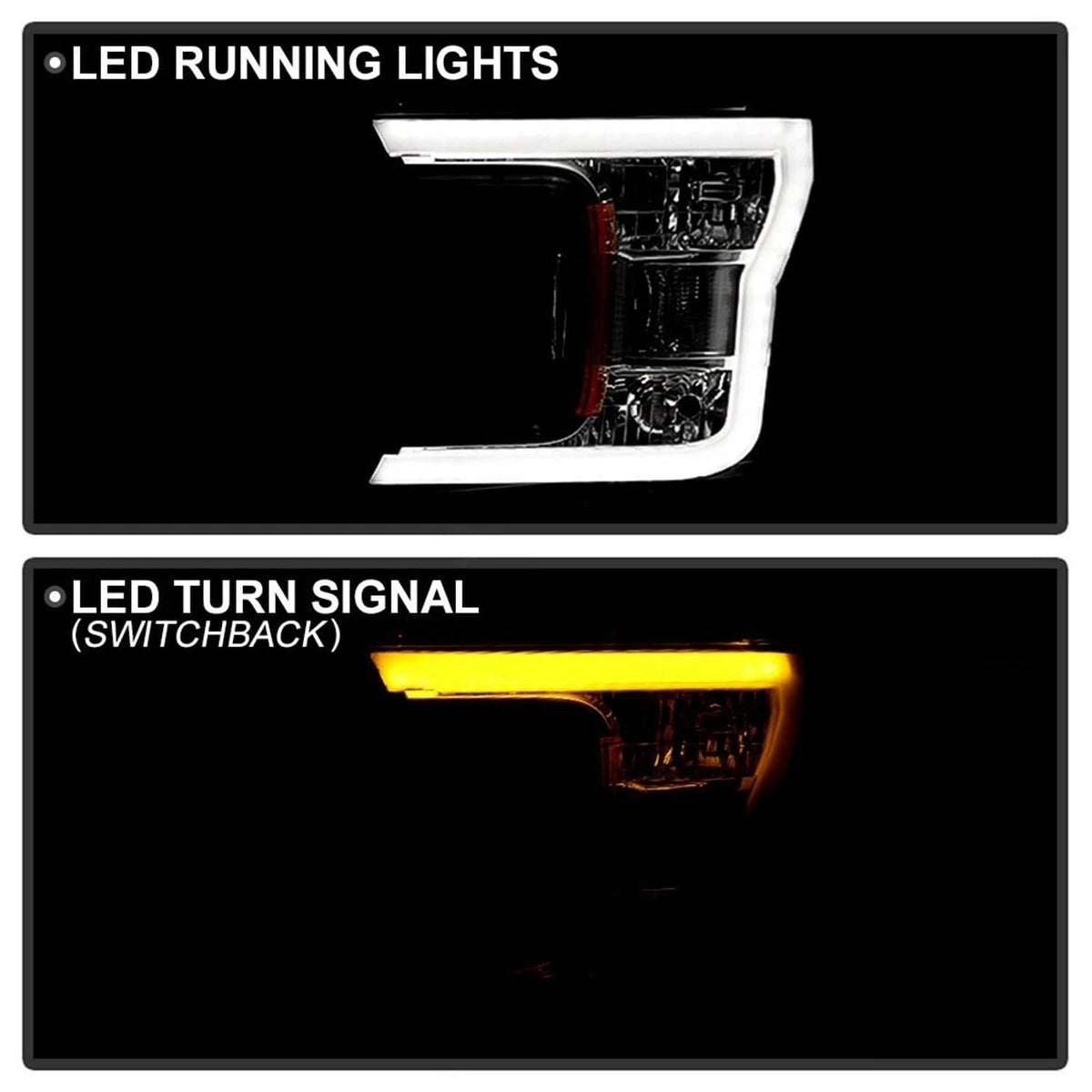 Solidspare Pair Headlights For 2018-2020 Ford F150 Halogen Headlamps Black Clear Right+Left