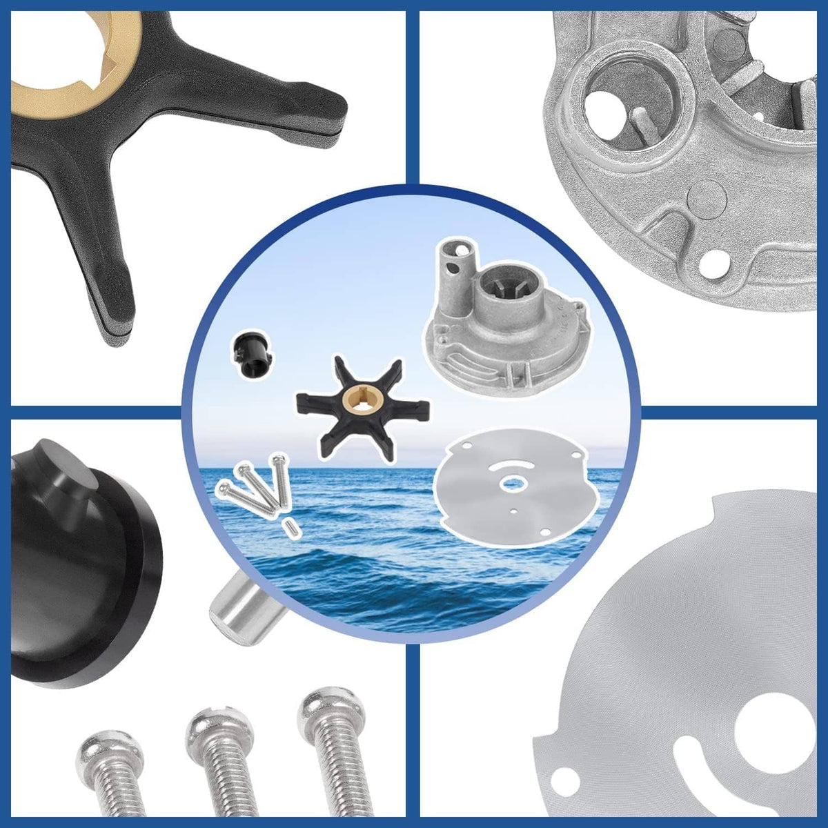 Solidspare 382468 Water Pump Impeller Kit Johnson Evinrude OMC (10 15 18 20 25 HP) 18-3377