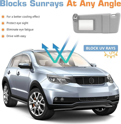 Solidspare Left & Right Gray Sun Visor w Sunroof Pair For 09-16 Toyota Venza 74320-0T022-B1