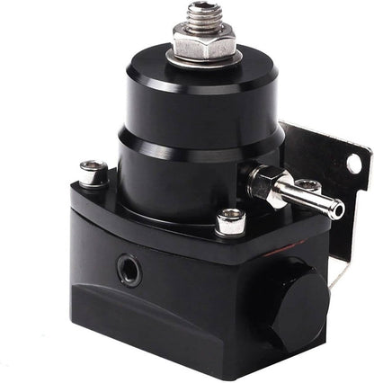 Solidspare Universal Adjustable Fuel Pressure Regulator Kit 100psi Guage AN6 Fitting Black