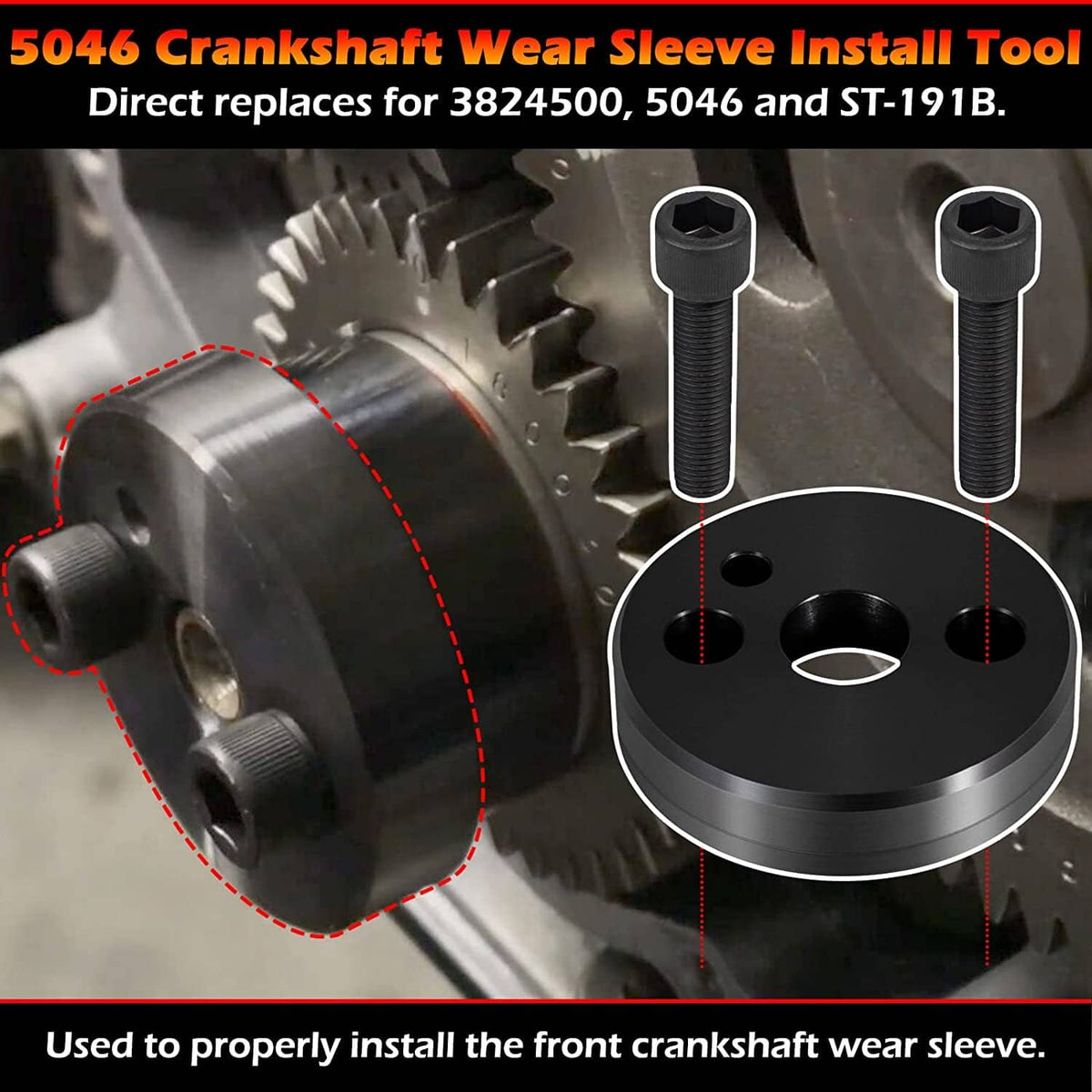 Solid Spare 5046 & 1338 Front Crankshaft Seal Installation Tool for Cummins 3.9L 5.9L 6.7L