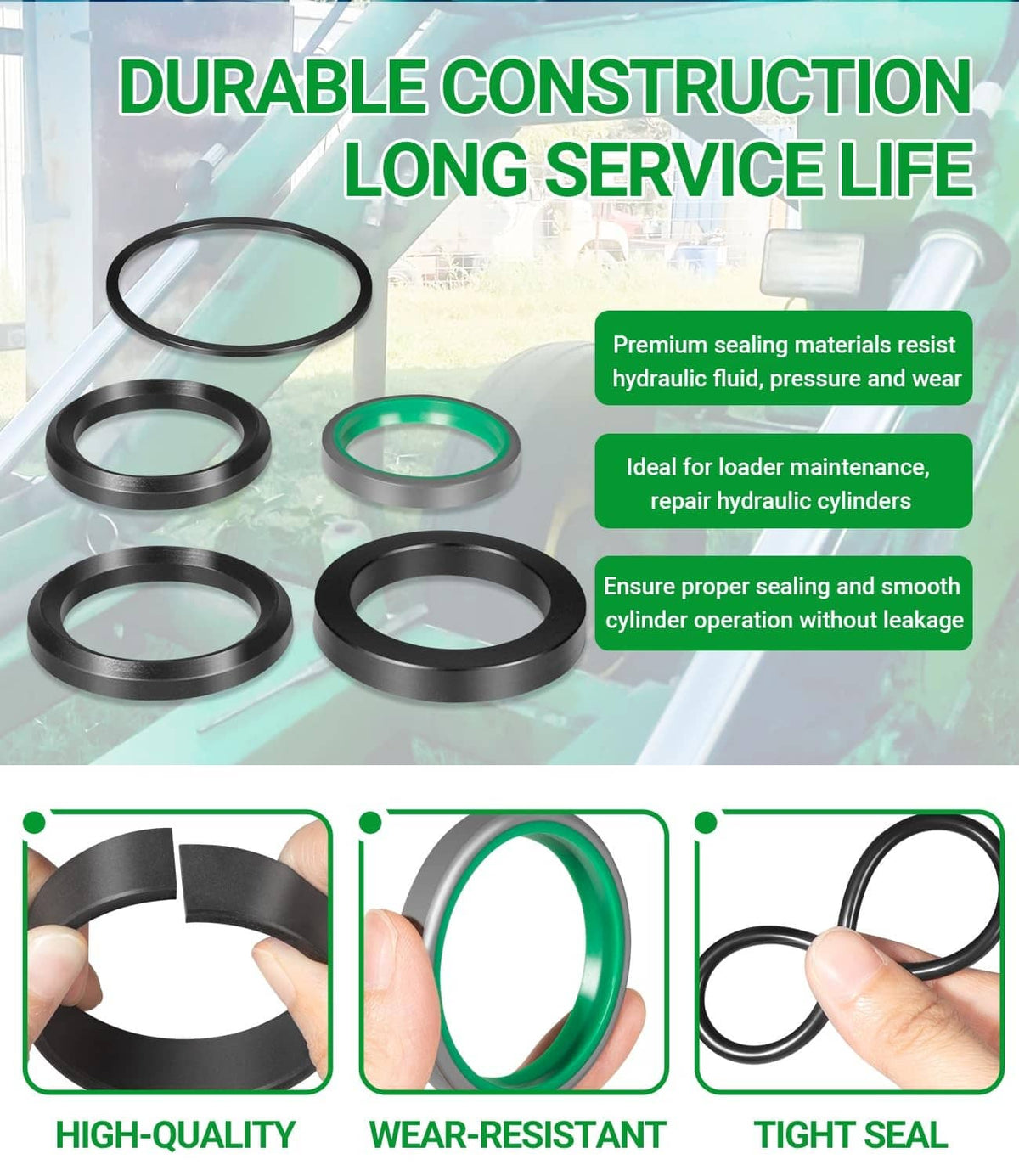 Solid Spare AW16444 Hydraulic Cylinder Seal Kit for John Deere Loader Models 145 146 148 158