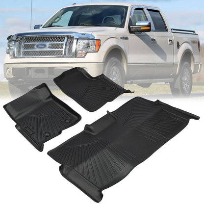 Solidspare All Weather Floor Mats Liners for Ford F-150 SuperCrew/Crew Cab 2010-2014 TPE