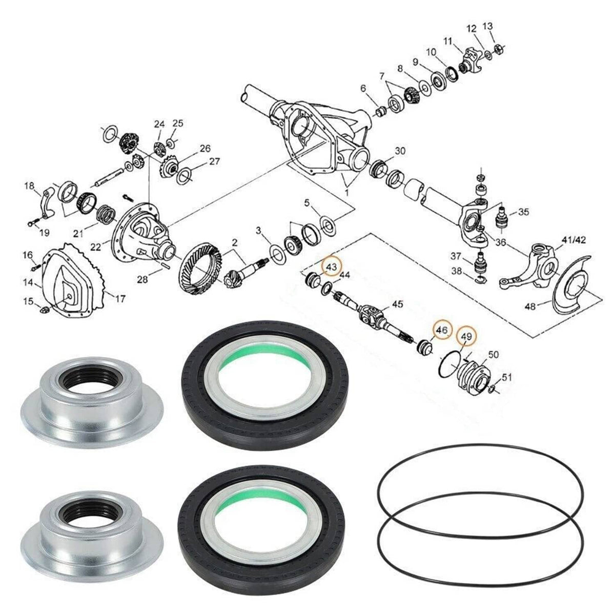 Solidspare Front Axle Seal & Greaseable U Joint Kit for 05-14 Ford Ford F250/350 Super Duty