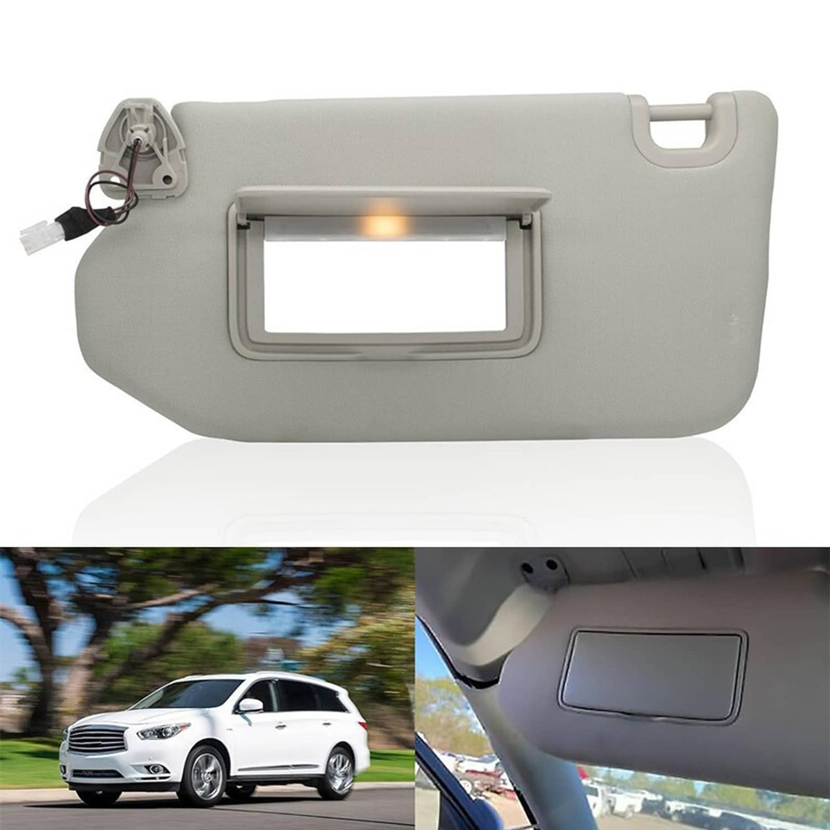 Solidspare Sun Visor With Lamp Left Driver Gray for 2013-2018 Nissan Pathfinder 96401-9PB0A