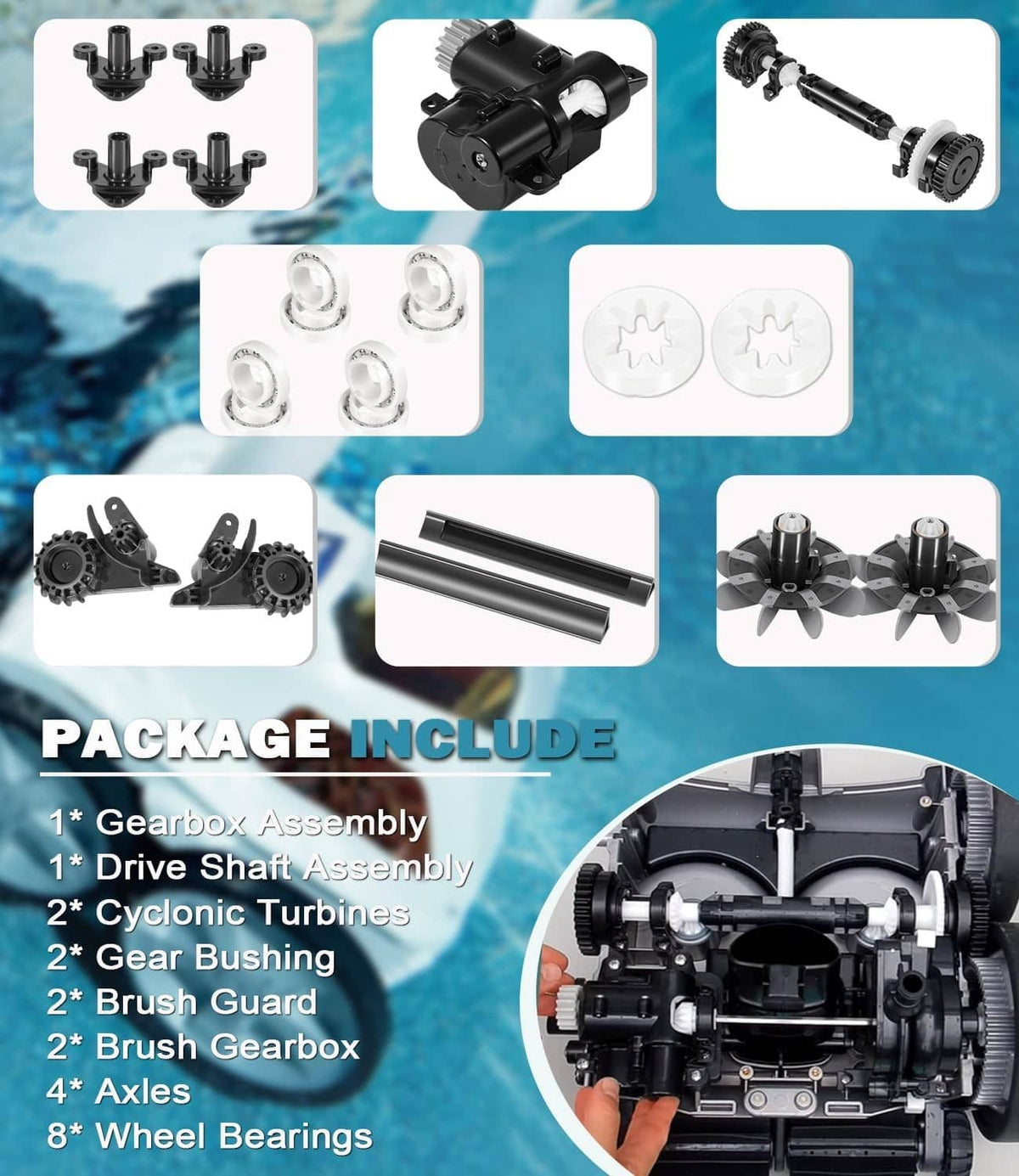 Solid Spare for Polaris Quattro P40 P4000 Pool Cleaner R0995100 Tune Up Kit Rebuild Parts