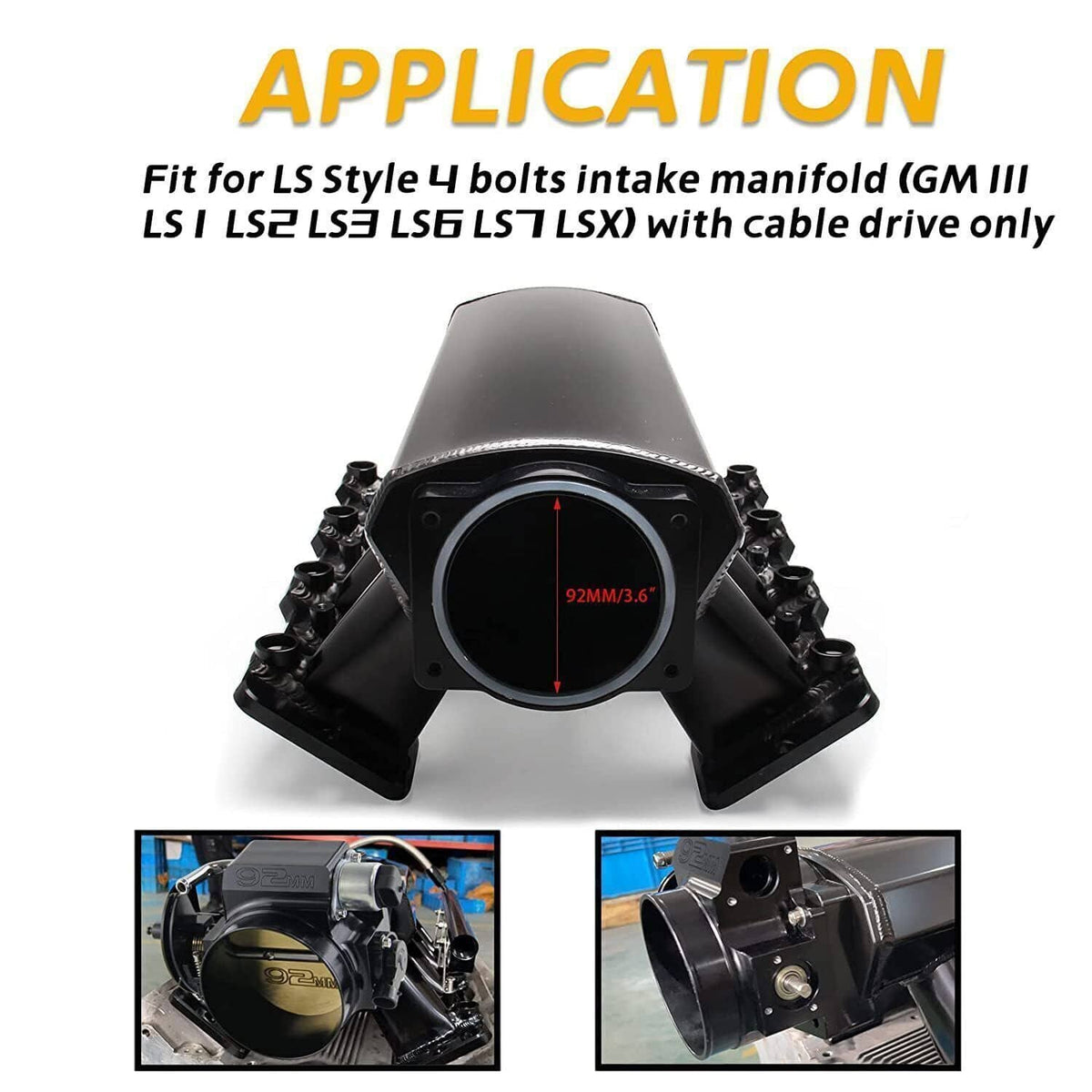 Solidspare LS 92MM Throttle Body with Position Sensors TPS IAC & Throttle Gas Cable Kit