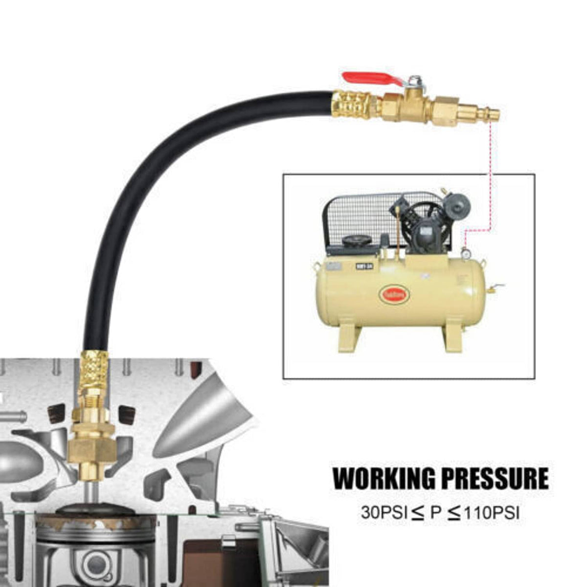 Solidspare LS LS1 Engine Valve Spring Compressor & Air Valve Holding Hose Tool For GM Chevy