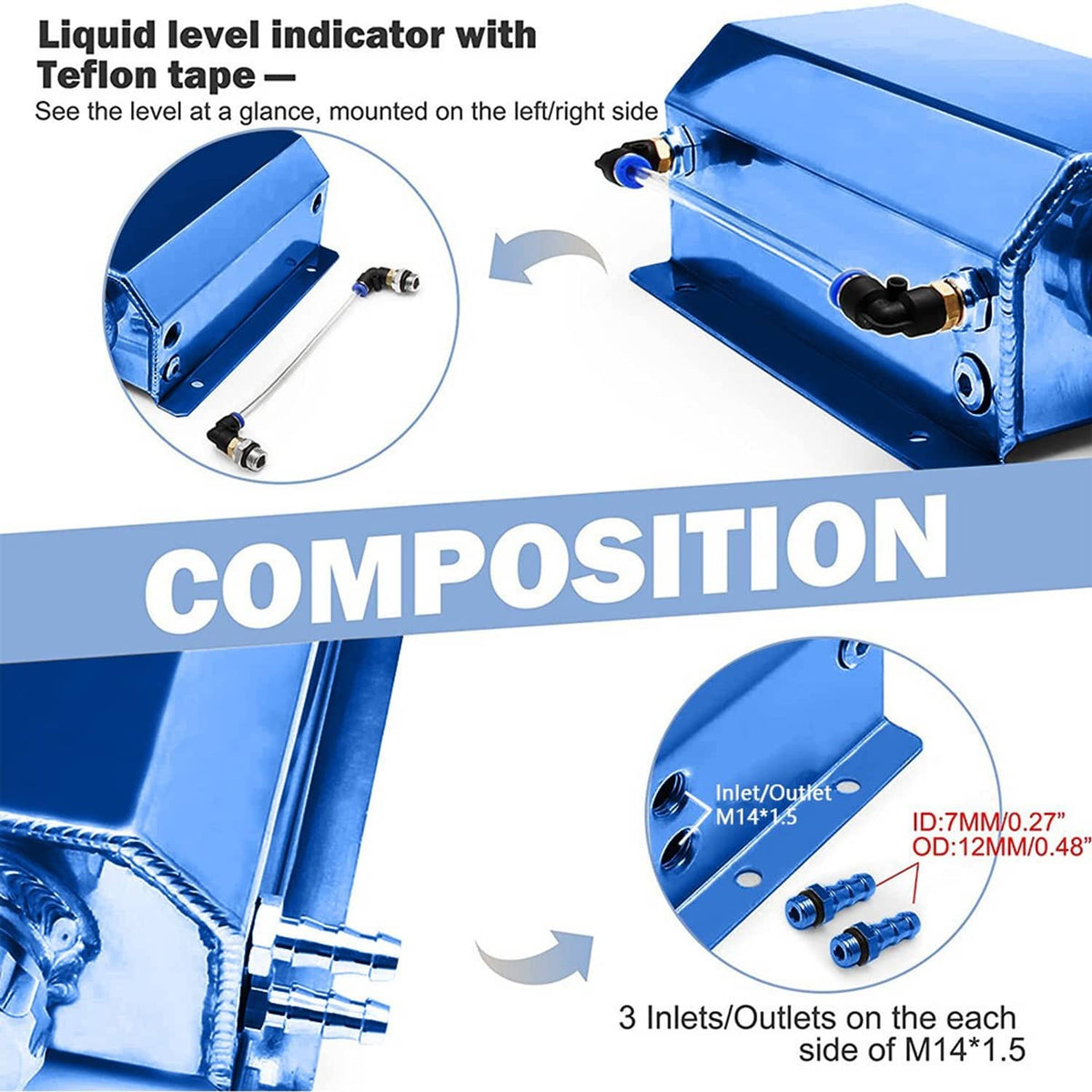 Solidspare Universal 2L Aluminum Coolant Radiator Overflow Recovery Water Tank Bottle New