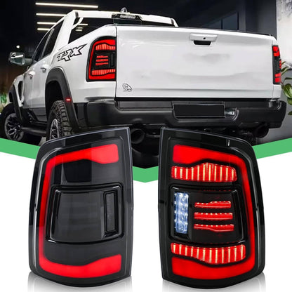 Solidspare Pair LED Tail Light For 2009-2018 Dodge Ram 1500 2500 3500 Rear Light Smoke Len