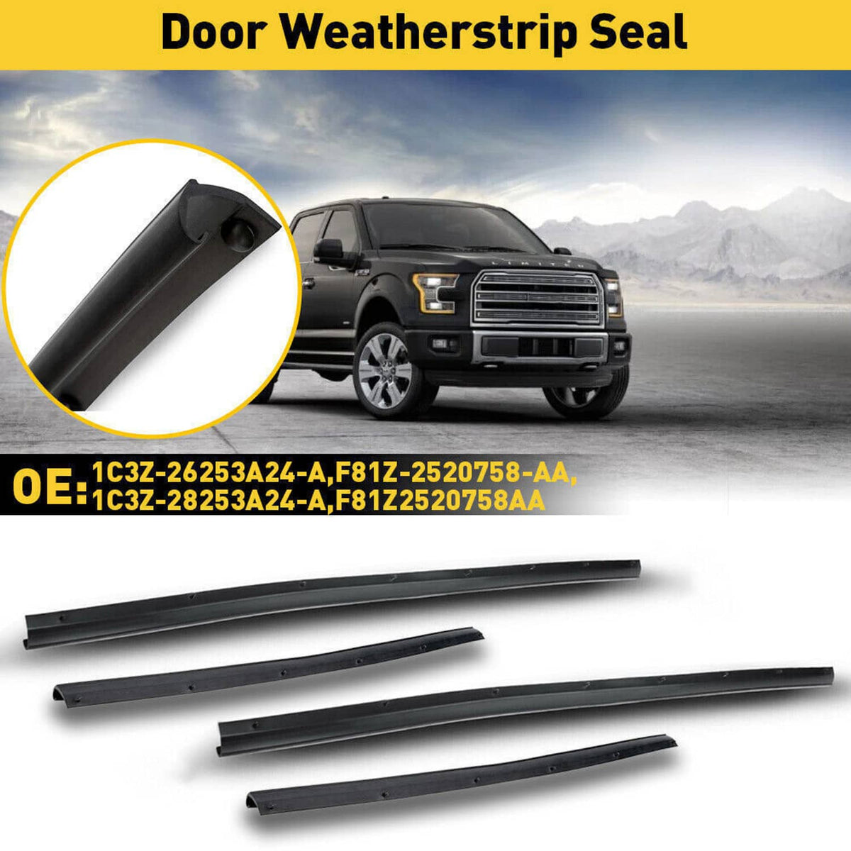 Solidspare Front & Rear Lower Door Weather Strip Seal For 99-16 Ford F250 F350 Crew Cab