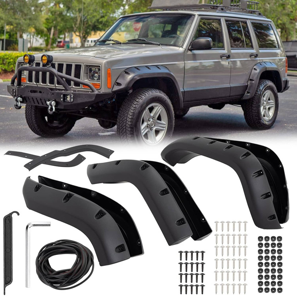 Solidspare Front & Rear Fender Flares For Jeep Cherokee XJ(4DR) Sport Utility 1984-2001