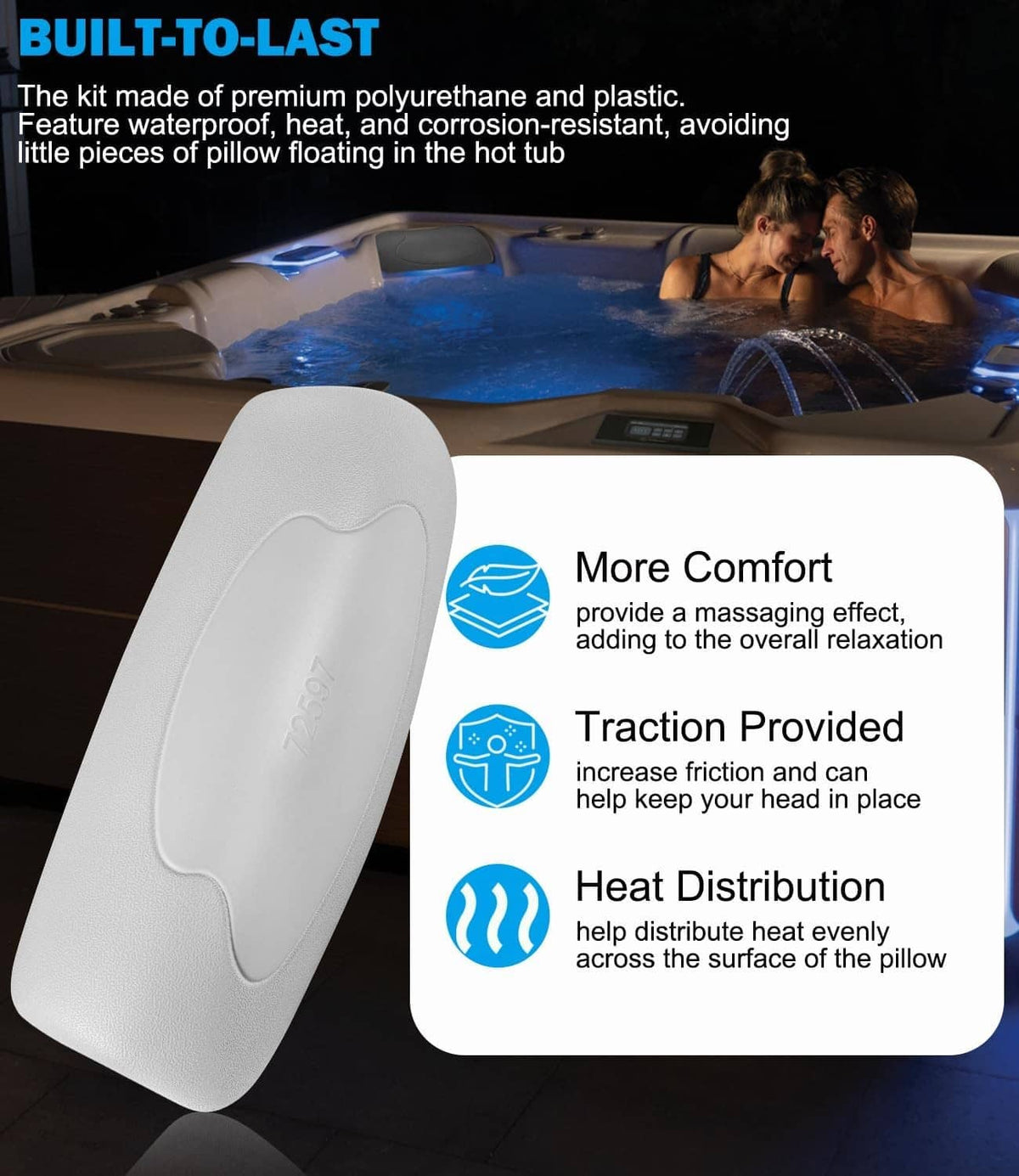 Solid Spare 72597 Spa Neck Pillow fits for 2002-2007 Hot Spring Hot Tubs & Spas 72596 73339