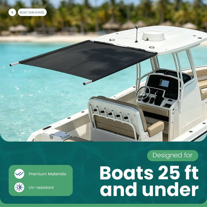 Solidspare Boat Sun Shade Silvery Black Aluminium Powder Coated  For Boats 25 ft and Under