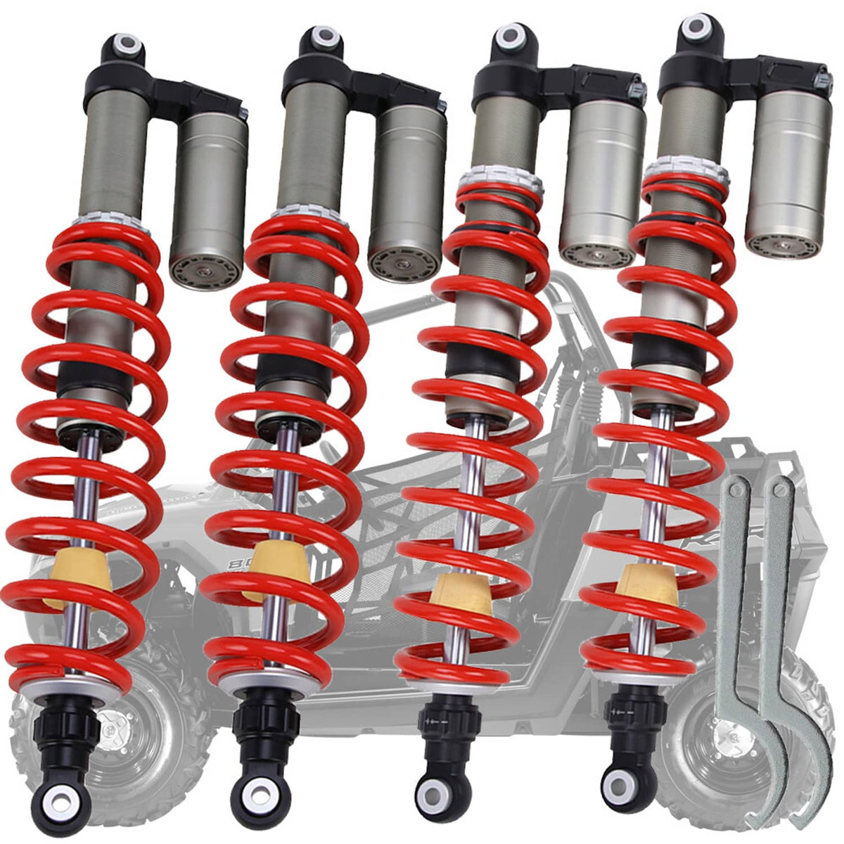 Solidspare Adjustable Front & Rear Shocks Absorbers For Polaris RZR 800 S / RZR S 800 09-14