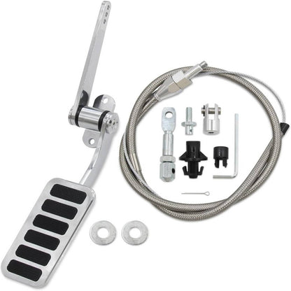 Solidspare Universal Street Hot Rod Aluminum Gas Pedal & 24" SS Throttle Cable & Spring Kit