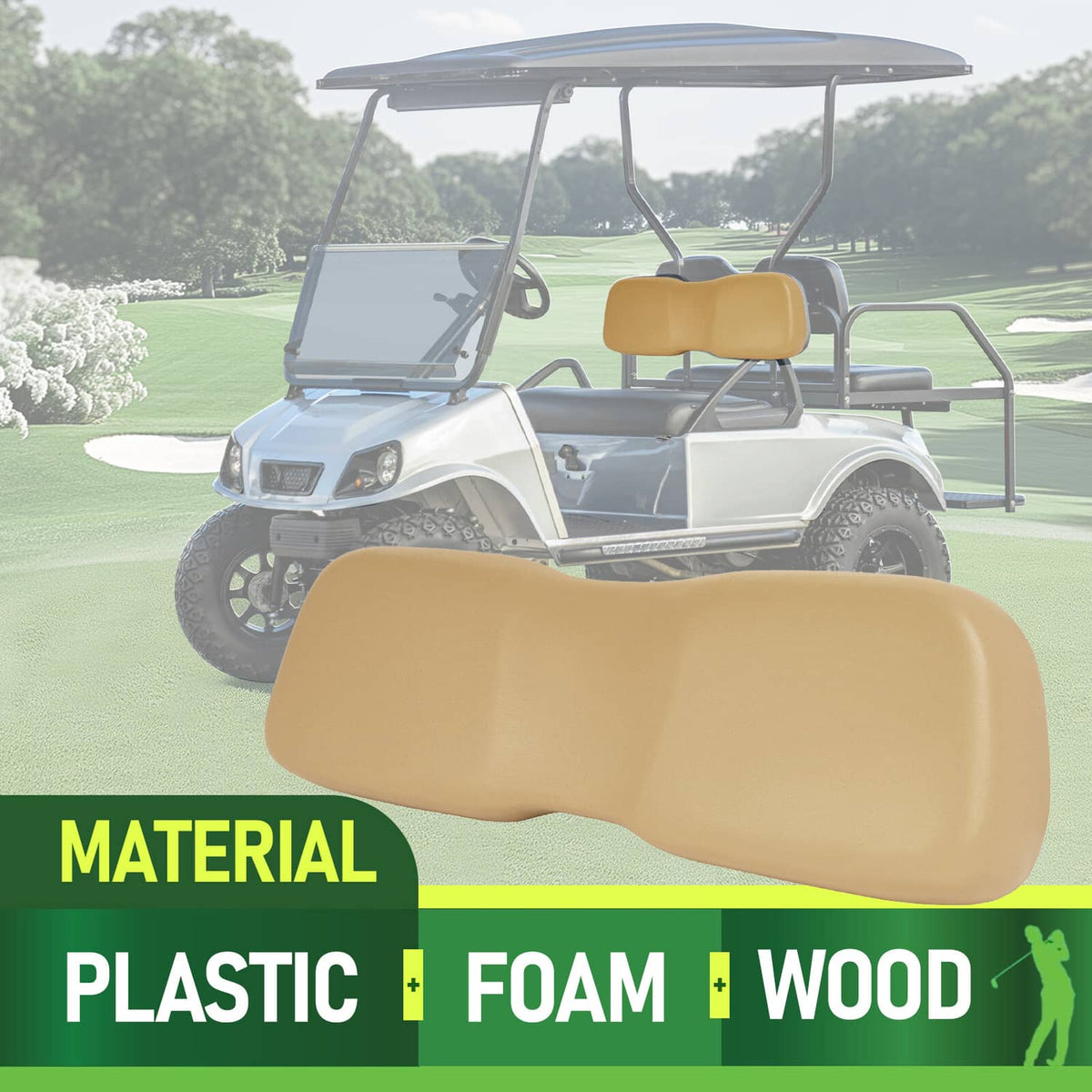Solidspare For Club Car DS Golf Cart 2000.5-up Tan Front Seat Back Backrest Cushion