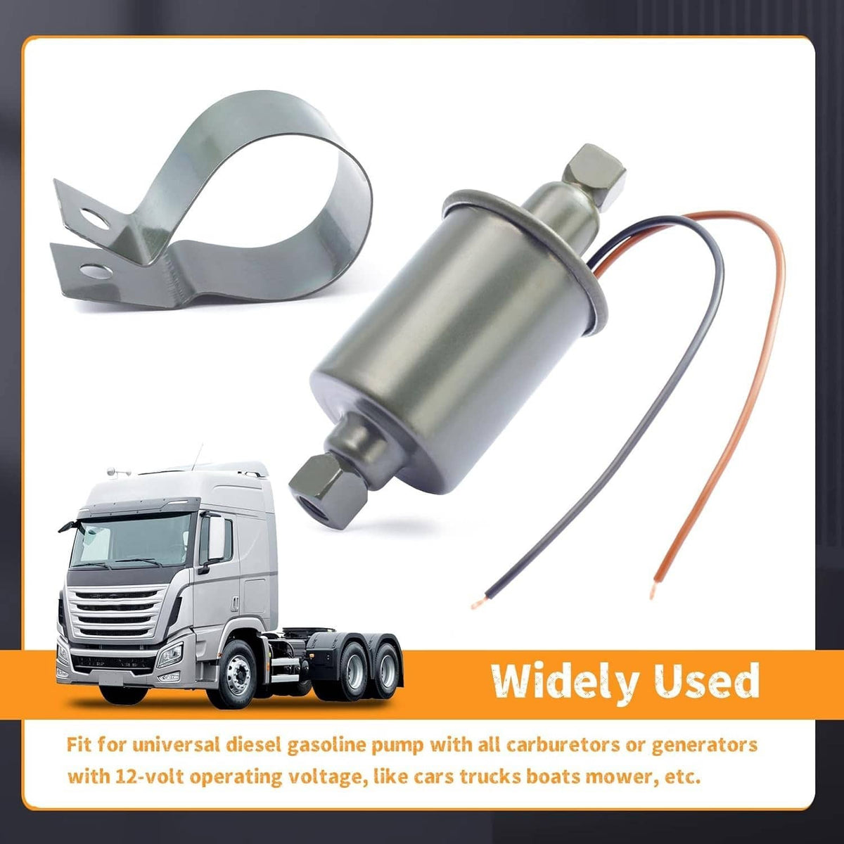 Solidspare 12V Universal Electric Fuel Pump Gas Diesel High Pressure 5-9 PSI E8012S Trucks