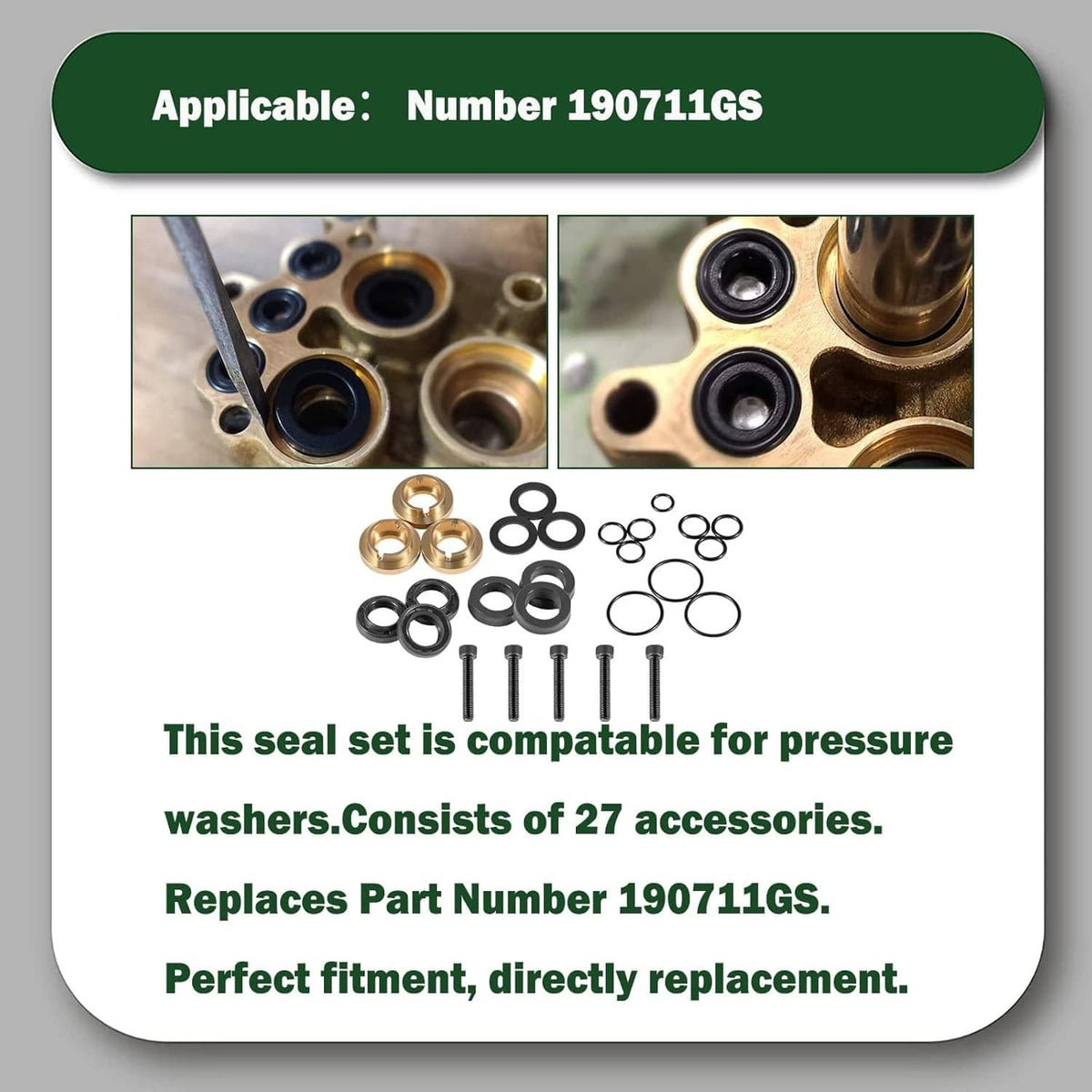 Solidspare Pressure Washer Seal Kit Set Compatible with 190595GS（27 Piece）