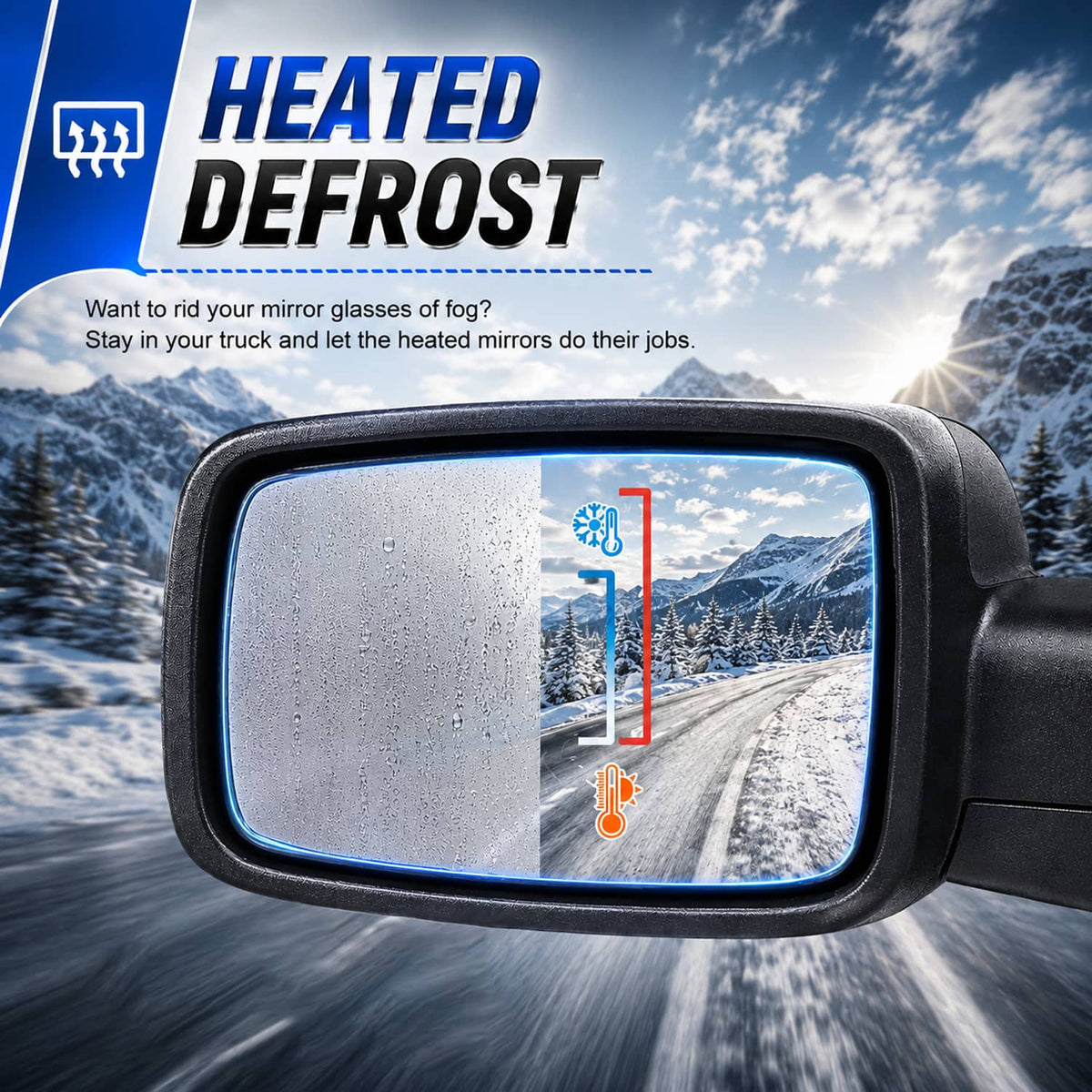 Solidspare Pair For 2013-2019 Ram 1500 Side Mirror Chrome Power Fold Heated Temper Sensor