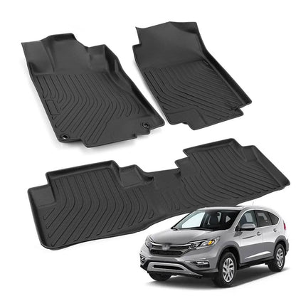 Solidspare Floor Mats for 2012-2016 Honda CR-V CRV 3PCS TPE Rubber All Weather Black Liners