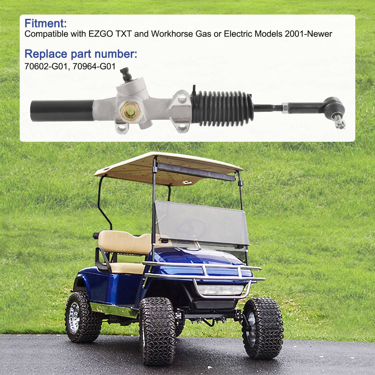 Solidspare Steering Gear Box Rack & Pinion Fits 2001-up EZGO Golf Cart TXT 70602G01